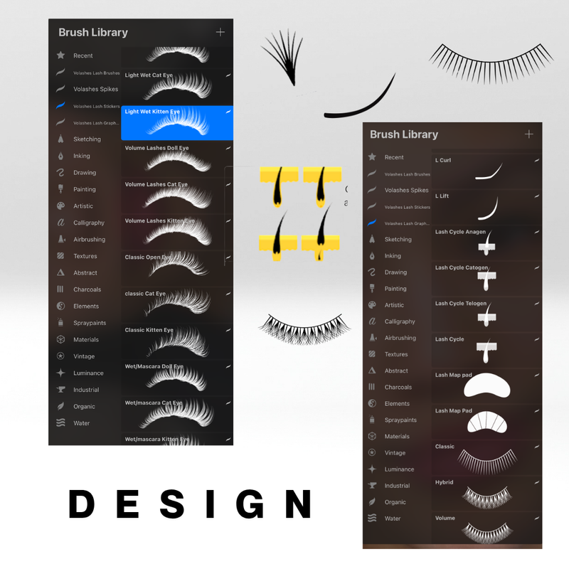 Volashes Virtual Lash Lab Kit | Virtual Lash Maps, Templates & Graphics